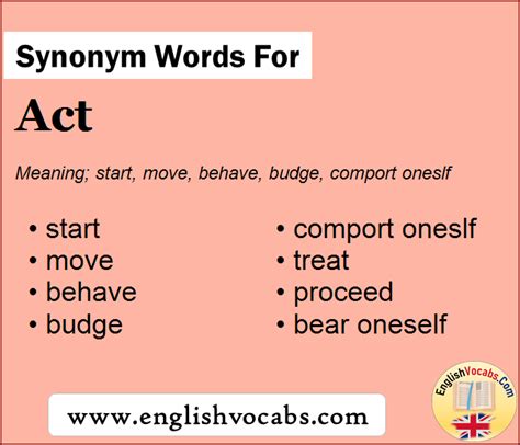action noun a thing done deed. . Act synonym